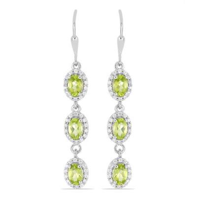 STERLING SILVER REAL PERIDOT MULTI STONE EARRINGS